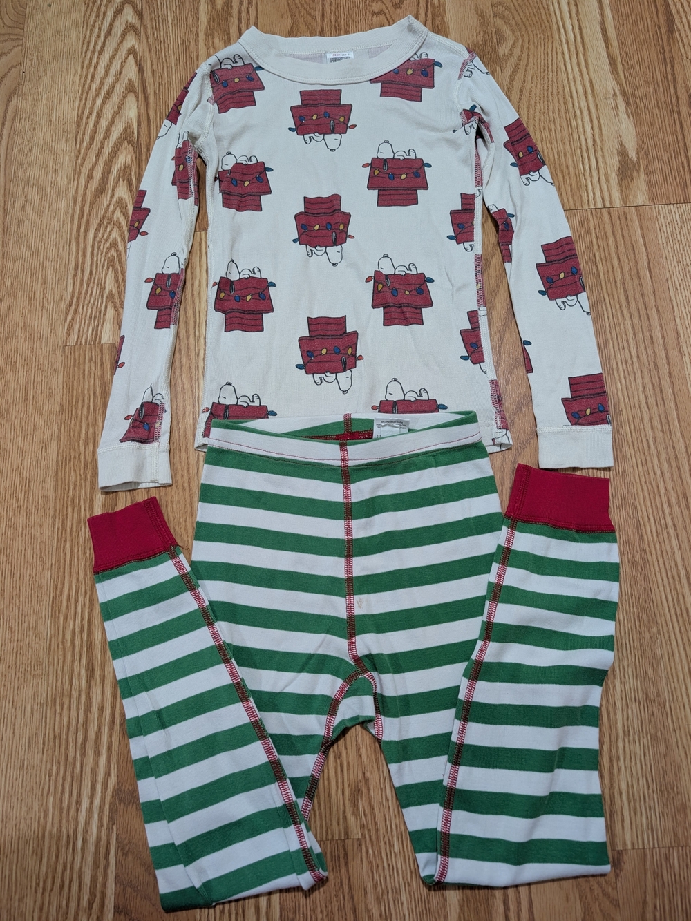 Hanna Andersson Holiday Pajamas Snoopy Peanuts Stripes 120 6/7
